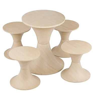 Elegant Pimar Sinusoide Table & Stool 3D model image 1 