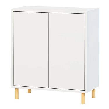 Elegant EKET Cabinet Combo: White & Wood 3D model image 1 