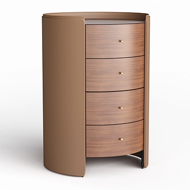 Elegant Walnut and Leather Chest of Drawers 3D model image 1 