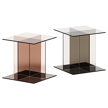 e15 VIER Square Glass Coffee Table 3D model image 1 