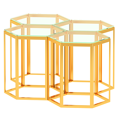 Hexagon Gold Metal End Table 3D model image 1 