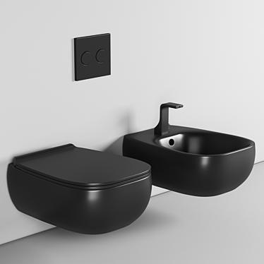 FLUO Black Wall-Hung Ceramic Toilet - 2021 Collection 3D model image 1 