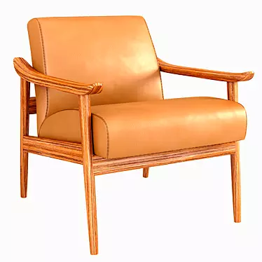 Mid-Century Leather Accent Chair 3D model image 1 