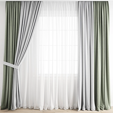 Elegant Polygonal Curtain 3D model image 1 