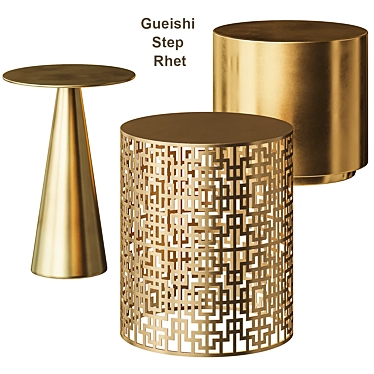 Gueishi Golden Sofa Table - Elegant and Versatile. 3D model image 1 