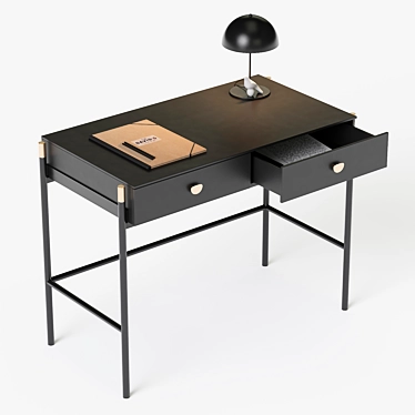 La Redoute Novani Office: Sleek, Black 2-Drawer Desk 3D model image 1 