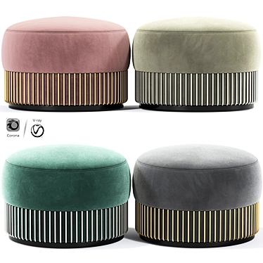 Sleek Noir Pouf Ottoman 3D model image 1 