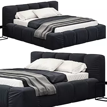 Italian Tufty Black Bed 3D model image 1 