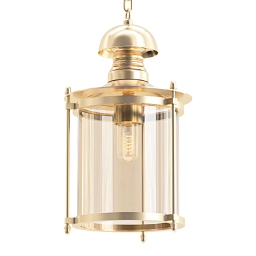 Italian Midcentury Brass Pendant Lamp 3D model image 1 