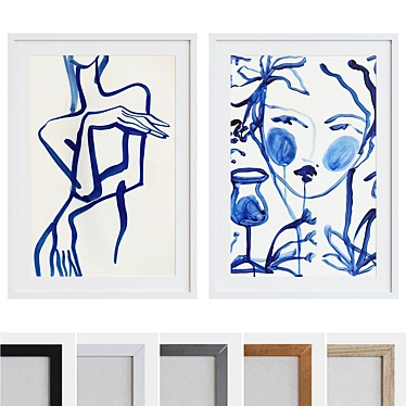 Modern Abstract Frame Set - 2 Frames, 5 Colors 3D model image 1 