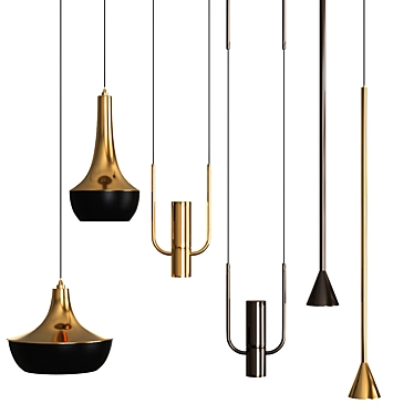 Brass Drum Pendant Light 3D model image 1 