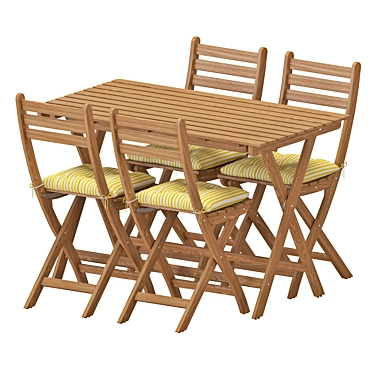 Foldable Outdoor Table and Chairs Set 3D model image 1 