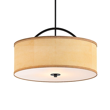 Brushed Bronze Pendant Light with Danville Linen Shade 3D model image 1 