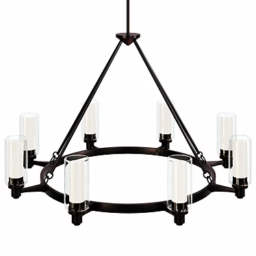 Elegant Bronze Oval Chandelier 3D model image 1 