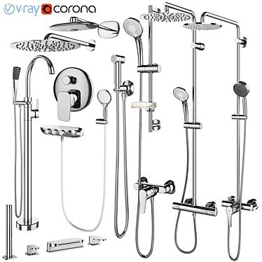 Grohe & IDEAL Standard Shower Set 144 - Stylish and Functional 3D model image 1 