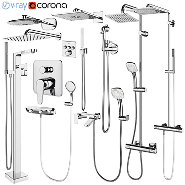 Modern Faucets and Shower Systems - Grohe and IDEAL Standard Set 3D model image 1 