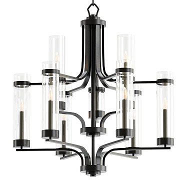 Elegant Milan Chandelier in Rubbed Bronze 3D model image 1 