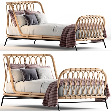 Rattan Kids Bed: Stylish & Sturdy 3D model image 1 