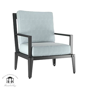 Leon Outdoor Armchair: Stylish Aluminum Design with Gray Cushions 3D model image 1 