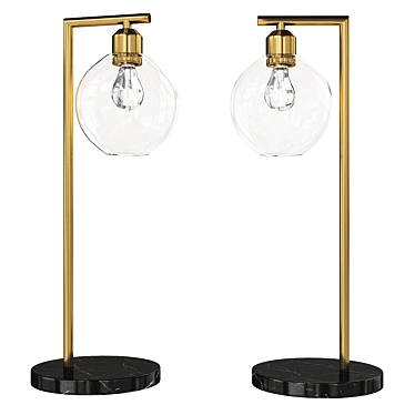 Elegant Gold Marble Task Lamp 3D model image 1 