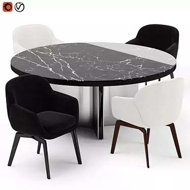Minotti Belt Chair & Marvin Table 3D model image 1 