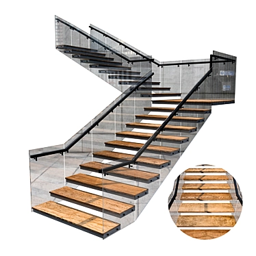 Contemporary Staircase Design 3D model image 1 