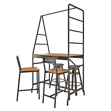 Modern Storage Table & Chair Set 3D model image 1 