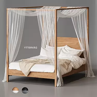 Elegant Yttervåg Four-Poster Bed 3D model image 1 