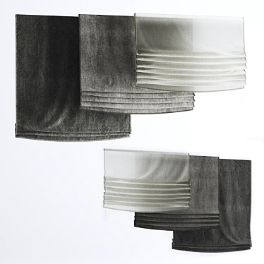 Elegant Roman Curtains Set 3D model image 1 