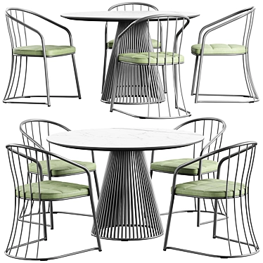 Modern Black Chair and Table Set 3D model image 1 