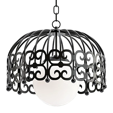 Vintage Black Scroll Pendant Light 3D model image 1 