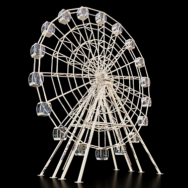 28m Ferris Wheel: Gray and Black, Night Illumination 3D model image 1 