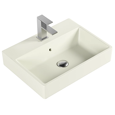 Sleek White Rectangular Vessel Sink 3D model image 1 