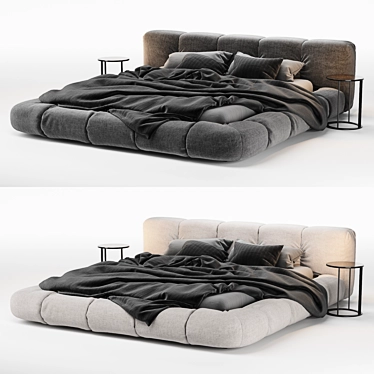 Elegant Gray Bed Set 3D model image 1 