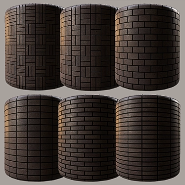 Sleek Ebony Granite Bricks 3D model image 1 