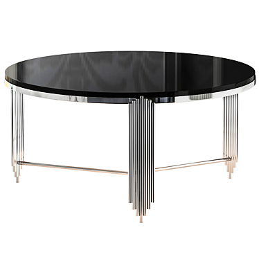 Sculpted Silver Granite & Black Marble Cocktail Table 3D model image 1 