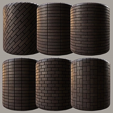 Modern Black Granite Brick Texture 3D model image 1 