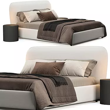 Luxury Karol Upholstered Bed 3D model image 1 
