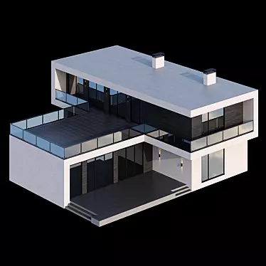 Modern Bauhaus-Style Cottage with Flat Roof 3D model image 1 