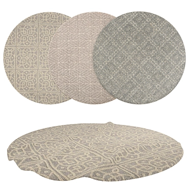 Deluxe Round Rugs Set - 6-Piece Collection 3D model image 1 
