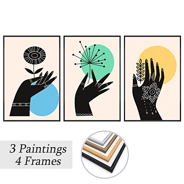 Art Set: Paintings & Frames 3D model image 1 