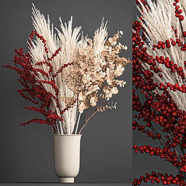 Elegant Reed Bouquet in Menu Cyclades Vase 3D model image 1 