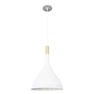 Title: Contemporary Pendant Lamp - Pinero White/Light Wood 3D model image 1 