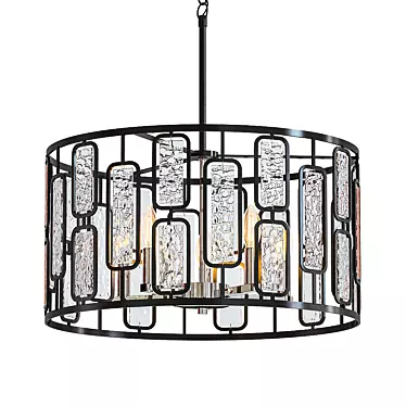 Luxury Black Crystal Drum Chandelier 3D model image 1 