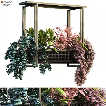Modern Metal Indoor Plant Box Set 3D model image 1 