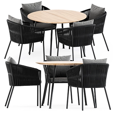 Sleek Porto Dining Chair & Agave Table 3D model image 1 