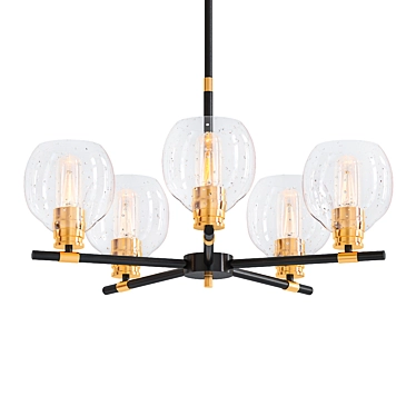 5-Light Wagon Wheel Chandelier: Modern Glam Black Gold 3D model image 1 