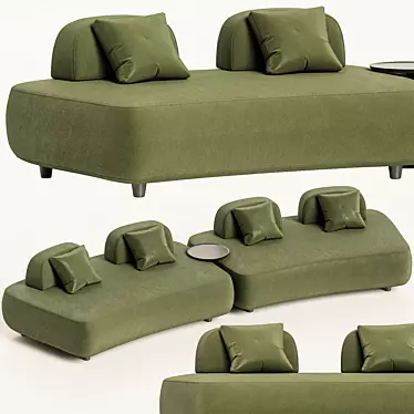 Elegant Curved Art Sofa 3D model image 1 
