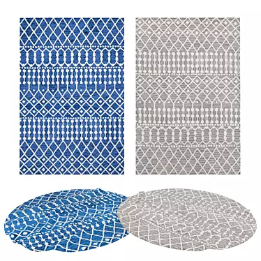 Versatile Rug Set: 8 Rugs with Folded and Unfolded Options 3D model image 1 