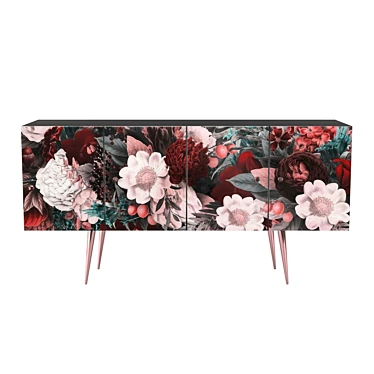 Floral Black & Rose Gold Sideboard 3D model image 1 